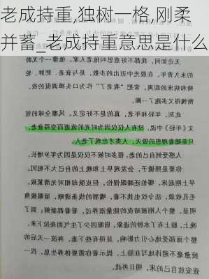 老成持重,独树一格,刚柔并蓄_老成持重意思是什么