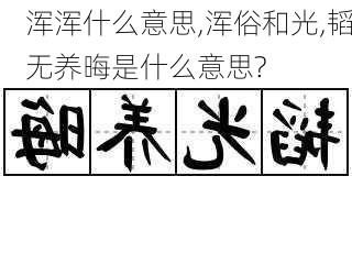 浑浑什么意思,浑俗和光,韬无养晦是什么意思?