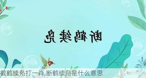 截鹤续凫打一肖,断鹤续凫是什么意思