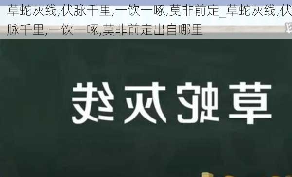 草蛇灰线,伏脉千里,一饮一啄,莫非前定_草蛇灰线,伏脉千里,一饮一啄,莫非前定出自哪里