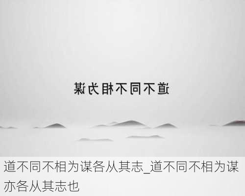 道不同不相为谋各从其志_道不同不相为谋 亦各从其志也