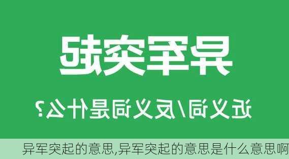 异军突起的意思,异军突起的意思是什么意思啊