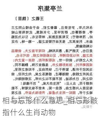 相与忘形什么意思_相忘形骸指什么生肖动物