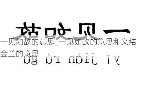 一见如故的意思_一见如故的意思和义结金兰的意思