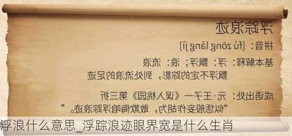 浮浪什么意思_浮踪浪迹眼界宽是什么生肖