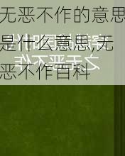 无恶不作的意思是什么意思,无恶不作百科