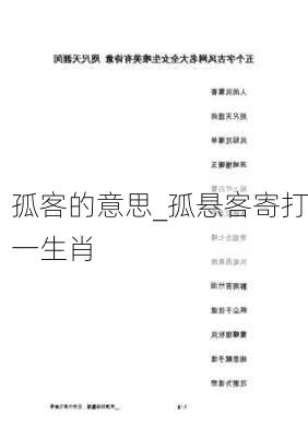 孤客的意思_孤悬客寄打一生肖