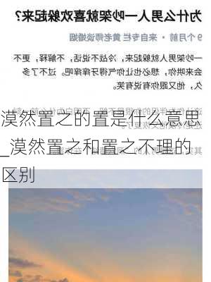 漠然置之的置是什么意思_漠然置之和置之不理的区别