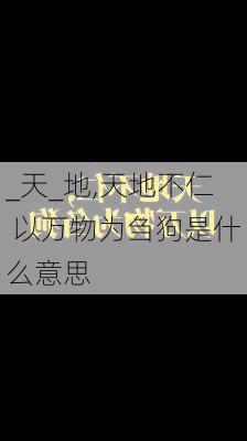 _天_地,天地不仁 以万物为刍狗是什么意思