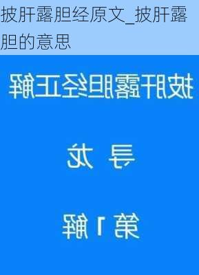 披肝露胆经原文_披肝露胆的意思