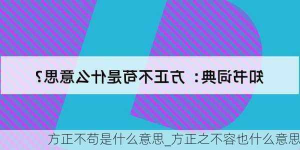 方正不苟是什么意思_方正之不容也什么意思