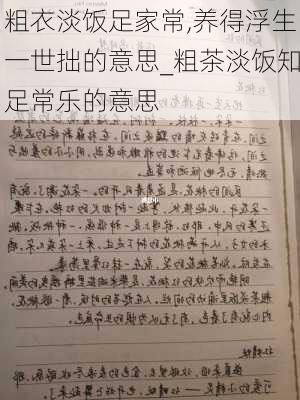 粗衣淡饭足家常,养得浮生一世拙的意思_粗茶淡饭知足常乐的意思