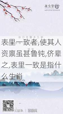 表里一致者,使其人资禀虽甚鲁钝,侪辈之,表里一致是指什么生肖