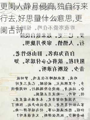 更阑人静月侵廊,独自行来行去,好思量什么意思,更阑古诗