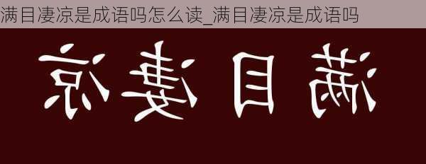 满目凄凉是成语吗怎么读_满目凄凉是成语吗