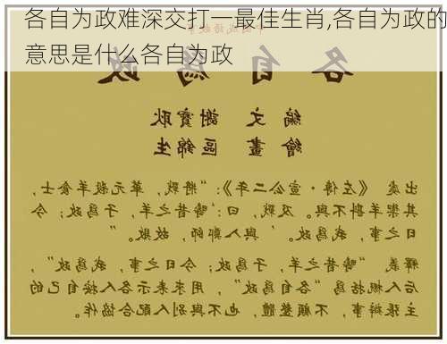 各自为政难深交打一最佳生肖,各自为政的意思是什么各自为政