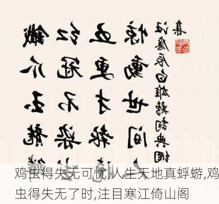 鸡虫得失无可忧,人生天地真蜉蝣,鸡虫得失无了时,注目寒江倚山阁