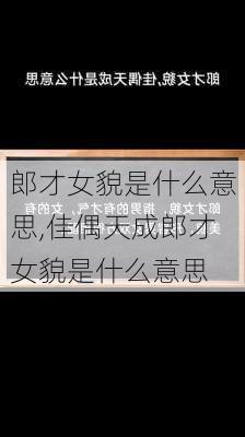 郎才女貌是什么意思,佳偶天成郎才女貌是什么意思