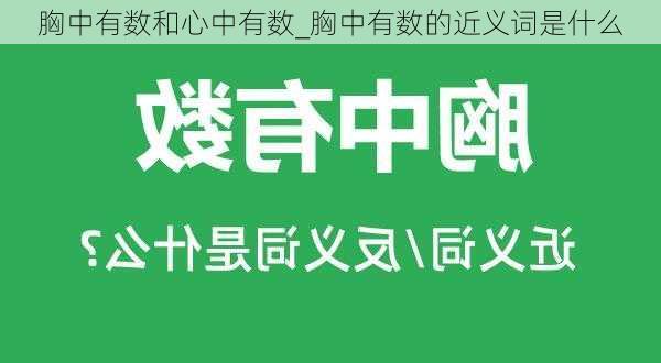 胸中有数和心中有数_胸中有数的近义词是什么