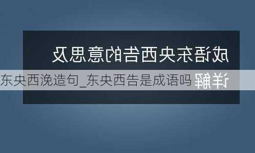 东央西浼造句_东央西告是成语吗