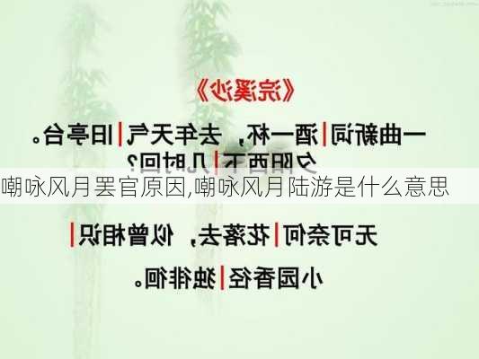 嘲咏风月罢官原因,嘲咏风月陆游是什么意思