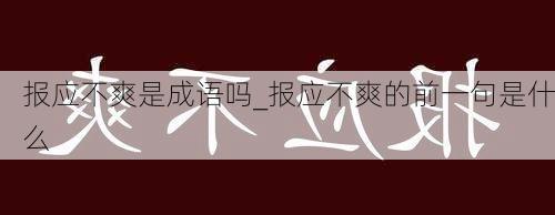 报应不爽是成语吗_报应不爽的前一句是什么