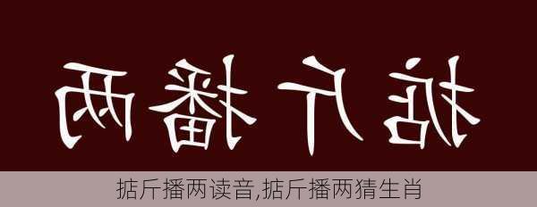 掂斤播两读音,掂斤播两猜生肖