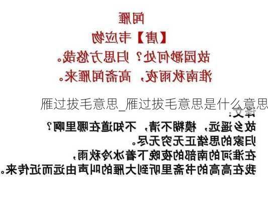 雁过拔毛意思_雁过拔毛意思是什么意思