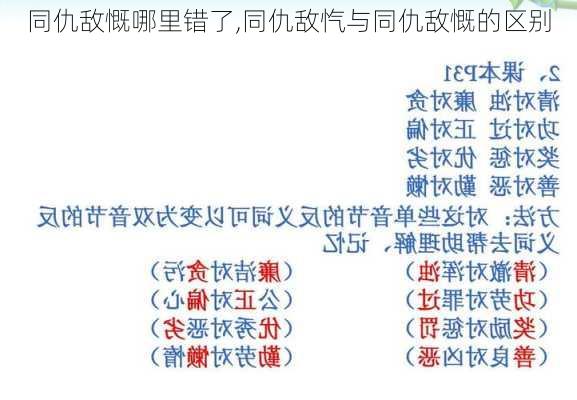 同仇敌慨哪里错了,同仇敌忾与同仇敌慨的区别